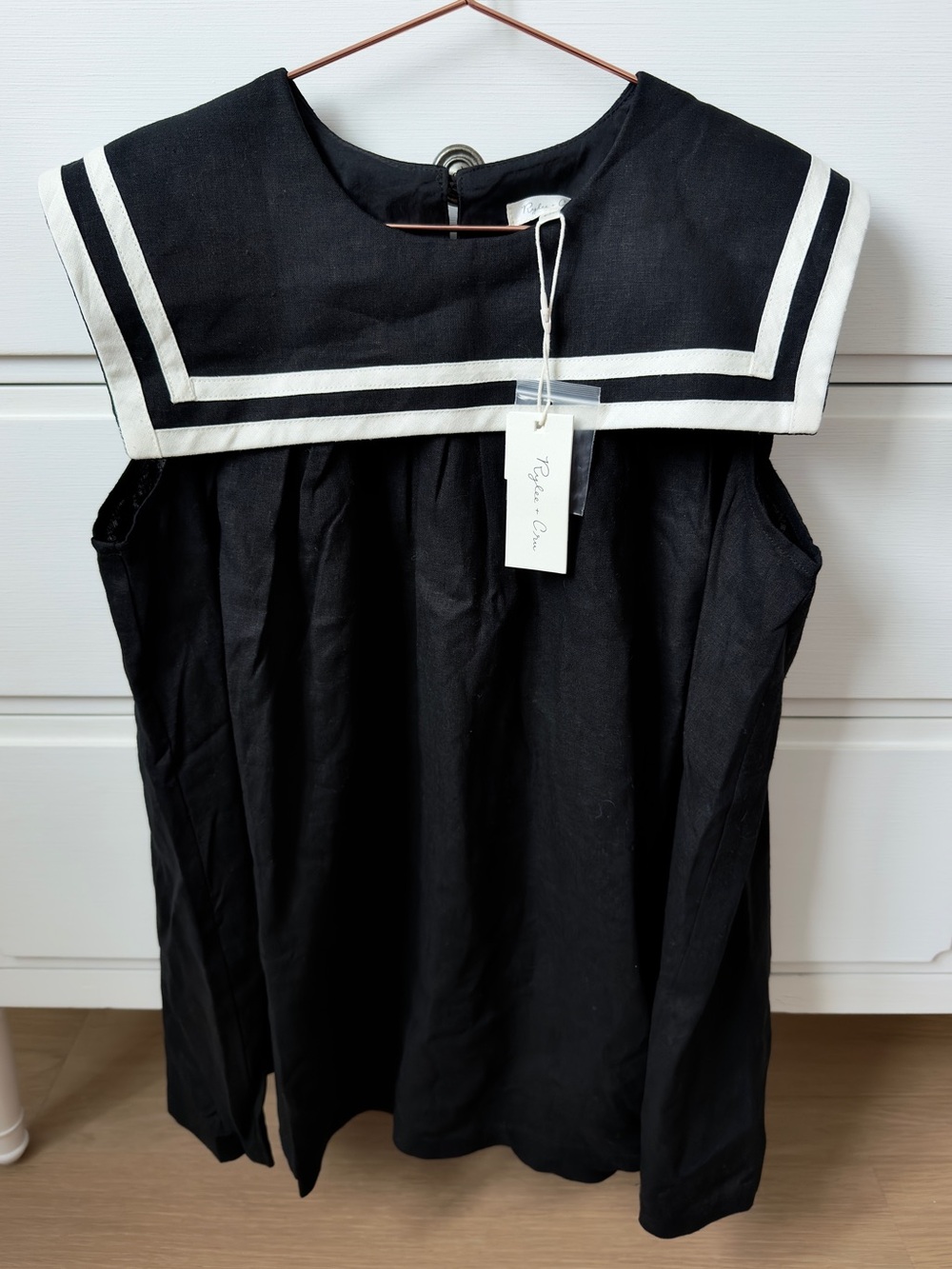 Rylee + Cru Black Sailor Dress with White Trim